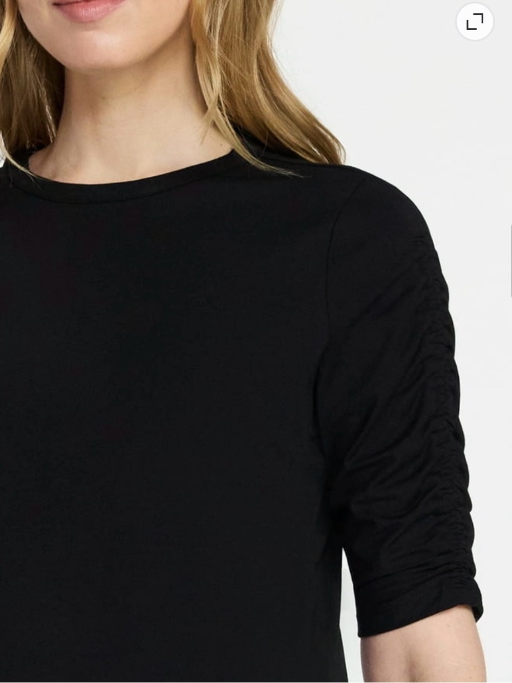 Time and Tru Women’s Ruched Elbow Sleeve Tee Black Size Medium - Picture 2 of 10